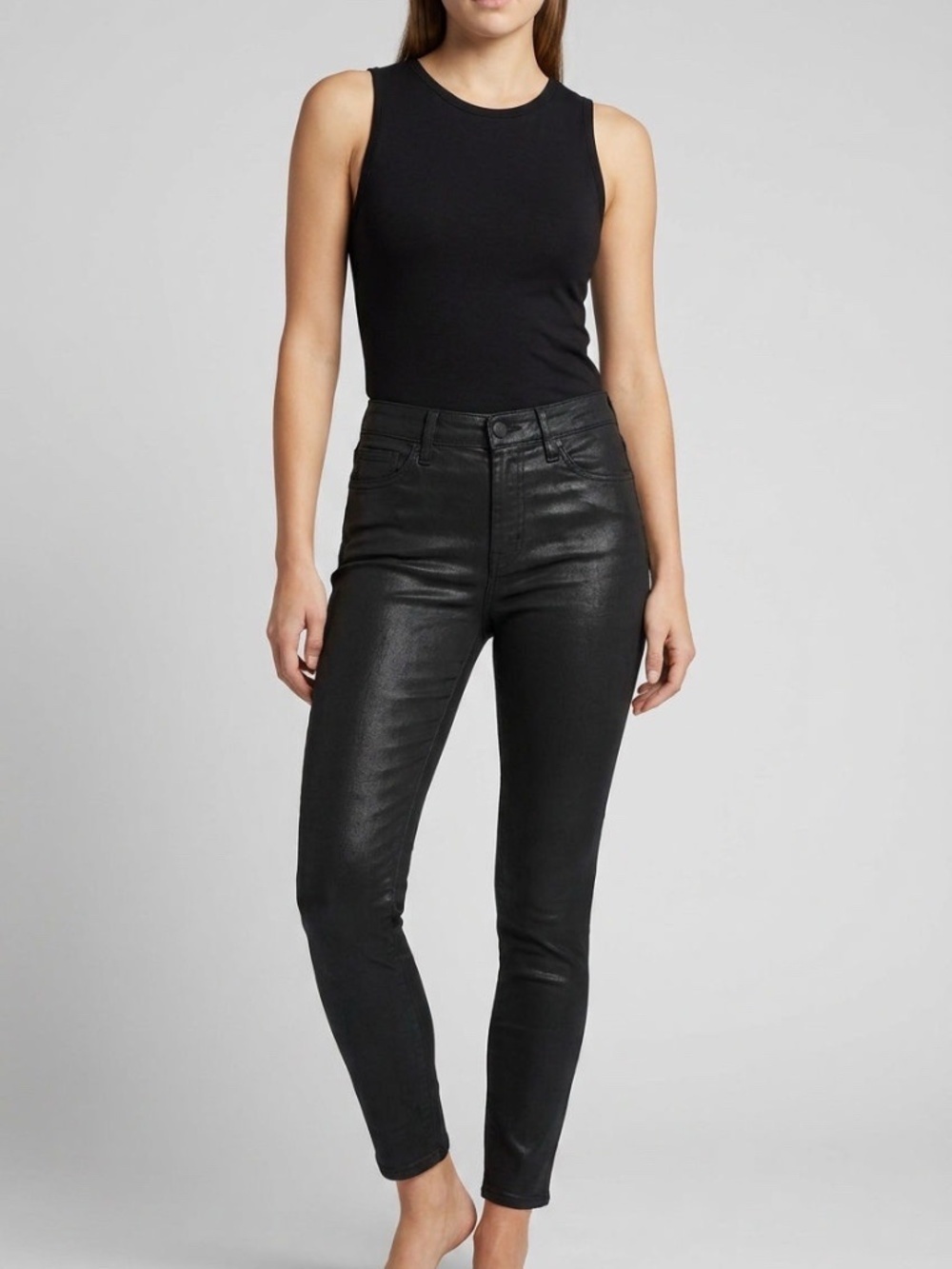 Joe's Jeans Women's Charlie High Rise Coated Skinny Black Ankle Women's Size 28